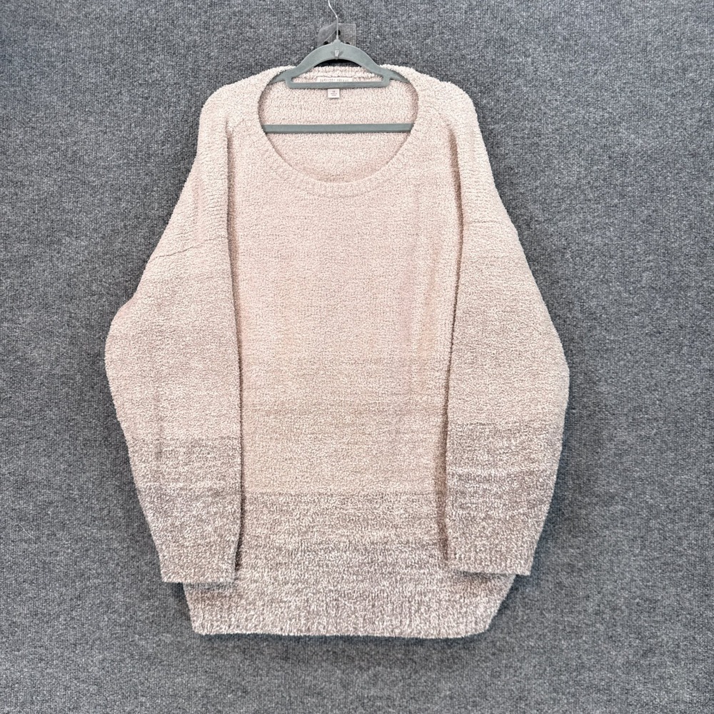 Barefoot Dreams Sweater Womens 1X Beige Ombre CozyChic Pullover Knit Loungewear